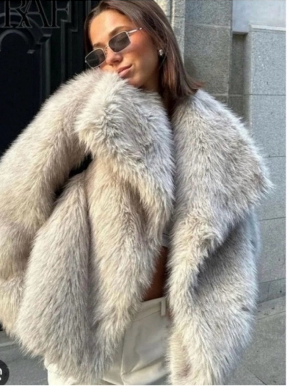 Zara Plush Light Gray Teddy Jacket